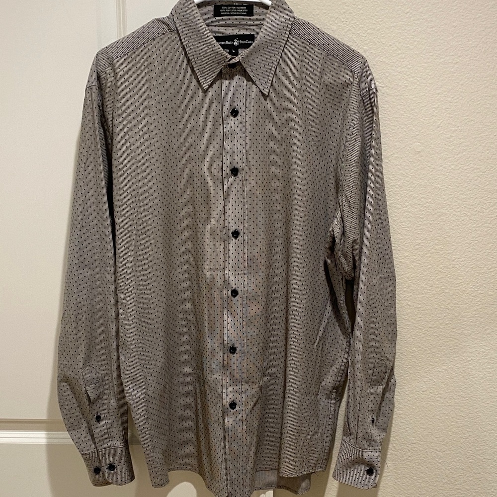 Beverly Hills Polo Club Black and Gray Button Down Shirt